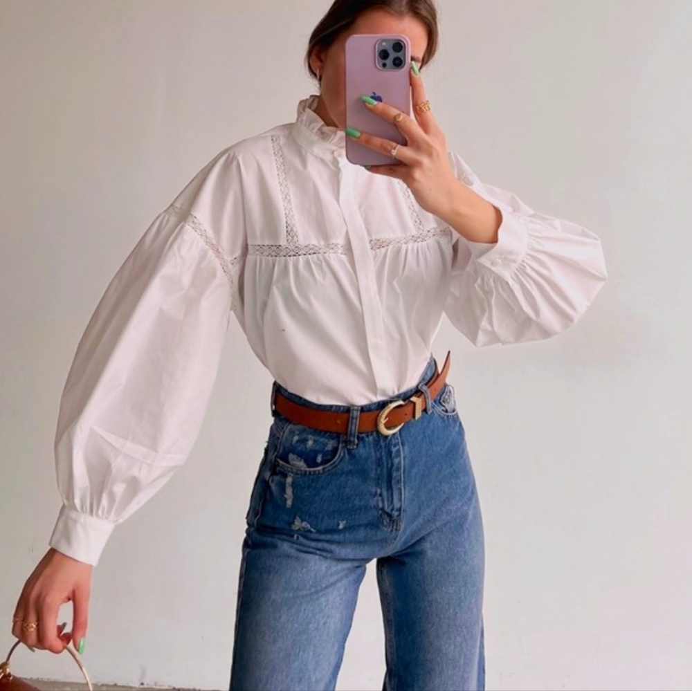 Zara poplin button-up shirt Large